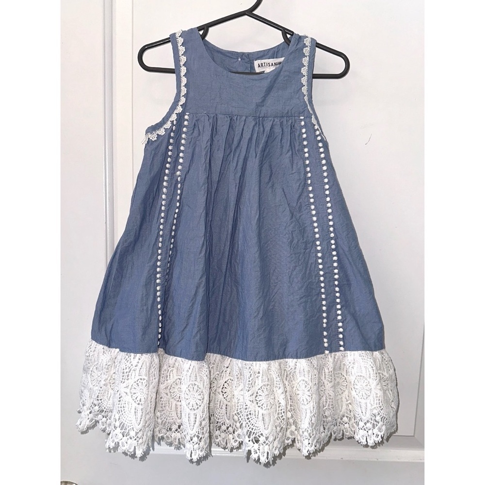 Artisan NY blue chambray lace hem dress